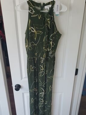 Gilli Olive Green Floral Jumpsuit with Cream & Yellow Accents